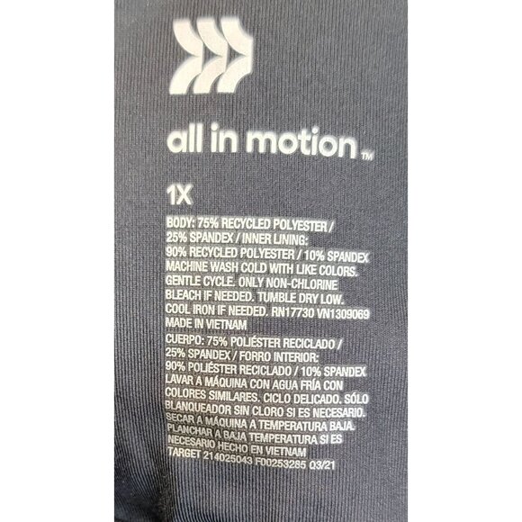 All In Motion Womens Black Crop Tank Top Recycled Polyester Spandex 1X - Picture 4 of 5